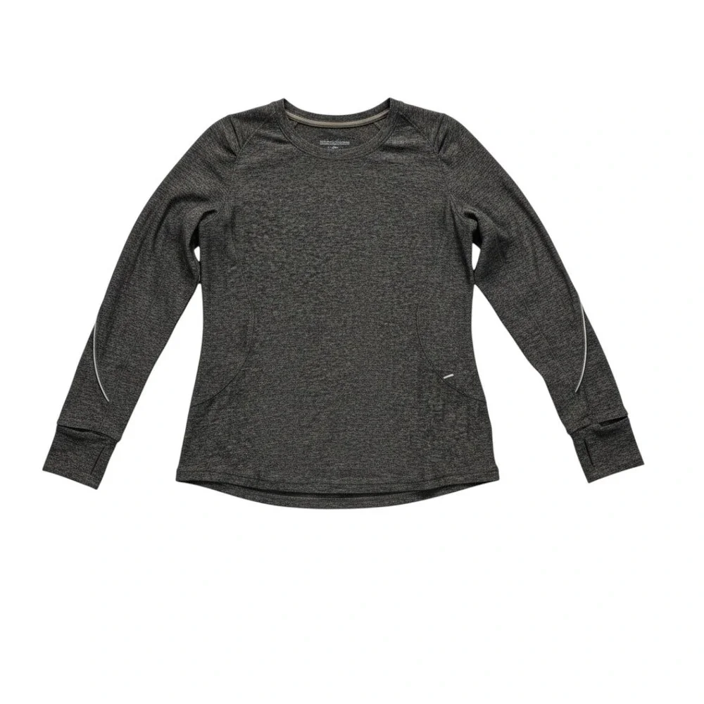 Lululemon Extra Mile Long Sleeve Shirt Womens 12 Heathered Thumbholes Yoga